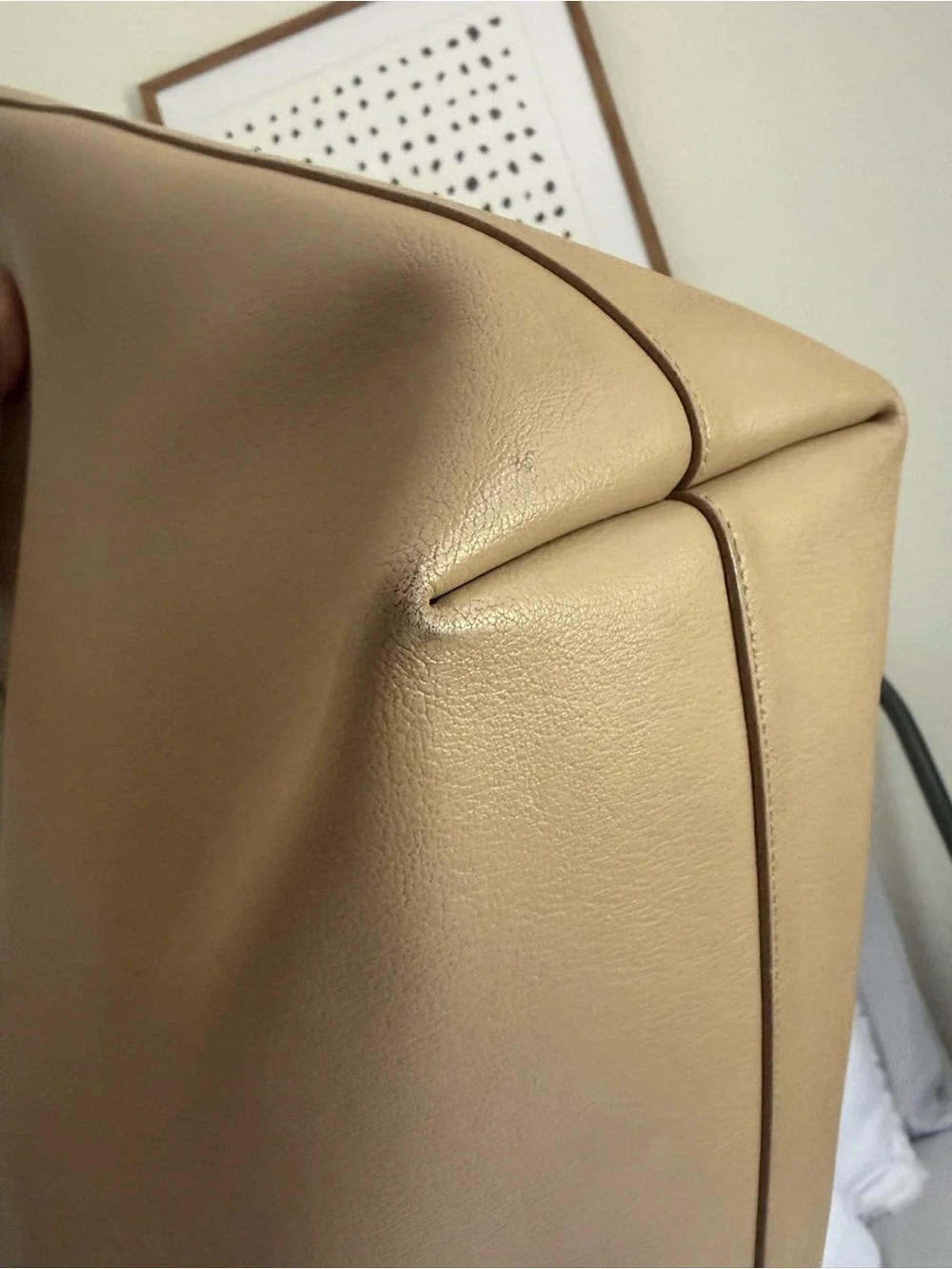Sain Laurent YSL Large East/West Shopping  Tote Purse Dark Beige Leather